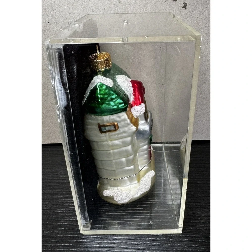 Vintage Target Hand Crafted Glass Ornament House w/snow 2002